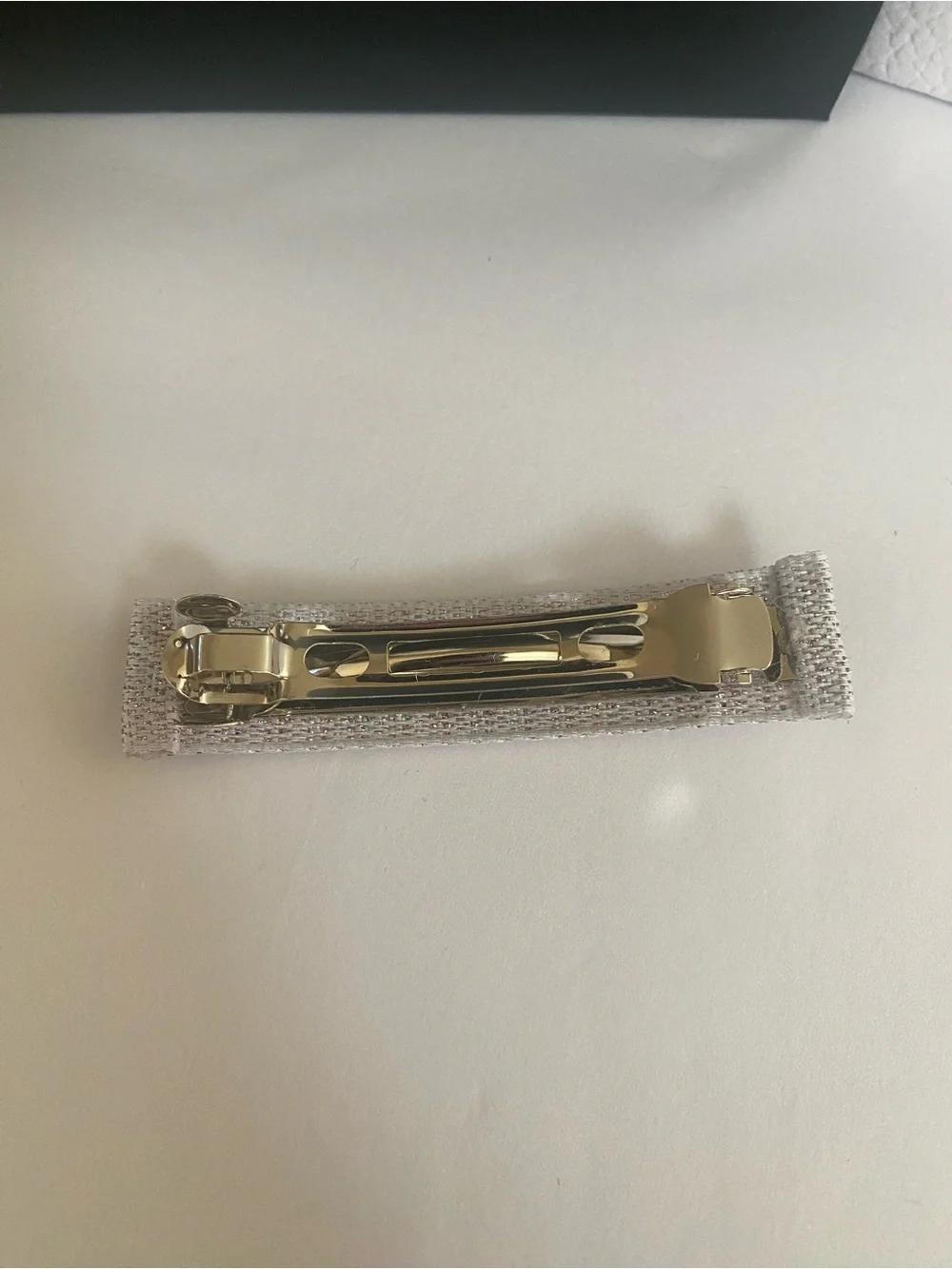 CHANEL Ribbon Tweed French Hair Barrette